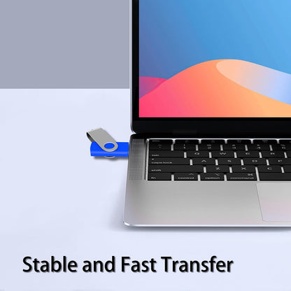 8GB Bulk USB Flash Drives 20 Pack, EASTBULL USB 2.0 Swivel USB Stick Bulk Gig Stick Metal Thumb Fold Storage (Blue)