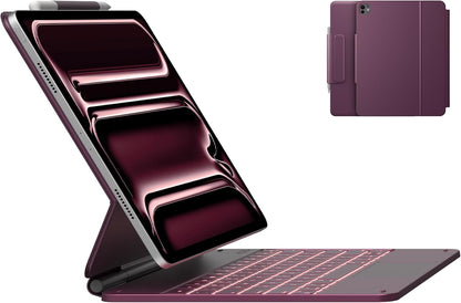 typecase Keyboard Case for iPad Pro 13-inch (M4) 2024,Magic Keyboard with 11 Colors Backlight for iPad Pro 13,Keyboard Case with Pencil Holder,Multi-Touch Trackpad,Easy-Set Magnetic Stand(Raspberry)