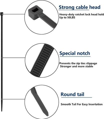 800 PCS Black Zip Ties Assorted Sizes 8+12+14+18 Inch Self-locking Nylon Cable ties Heavy Duty Outdoor, UV Resistant Wire Straps for Home Office Garden Workshop Indoor Outdoor Fence