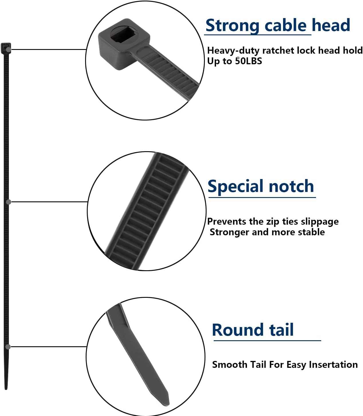 2000 PCS Zip Ties Assorted Sizes 4+6+8+10+12 Inch Self-locking Nylon Cable ties Outdoor, UV Resistant Wire Straps for Home Office Garden Workshop Indoor Outdoor Fence(Black)