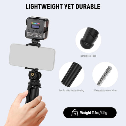 NEEWER Tripod for iPhone with Remote, Mini Flexible Phone Tripod Stand Vlog Selfie Stick with Phone Holder & Action Camera Adapter Compatible with iPhone GoPro Insta360 Samsung Digital Camera, TP35