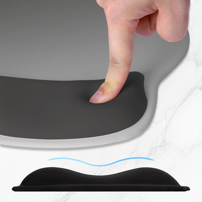 ITNRSIIET Ergonomic Mouse Pad with Wider Memory Foam Wrist Rest +17% - Curved Cushion Reduces Pressure 20%, Pain Relief, Non-Slip, Smooth, Cute Colors, 9.85 x 9 in, Gray Gradient