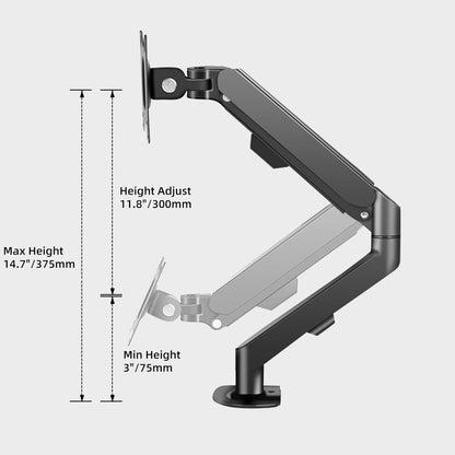 Monitor Arm Desk Mount Single 17-34 inch Portable Adjustable Vesa Stand Gas Spring Desktop Bracket 4.4 to 19.8 lbs with Clamp and Grommet Screen Up to 34 inch Computer pc M5-B