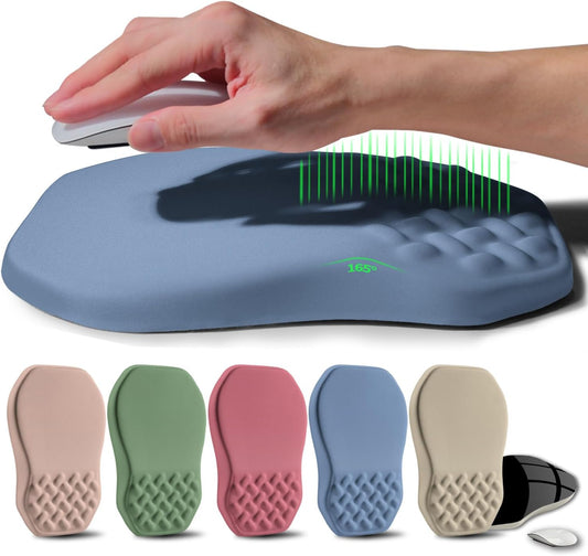 Ergonomic Raised Mouse Pad Wrist Support with Bilateral Slope Memory Foam Mousepad for Wrist Rest and Carpal Tunnel Pain Relief 11.8x7.9〃 Stone Blue