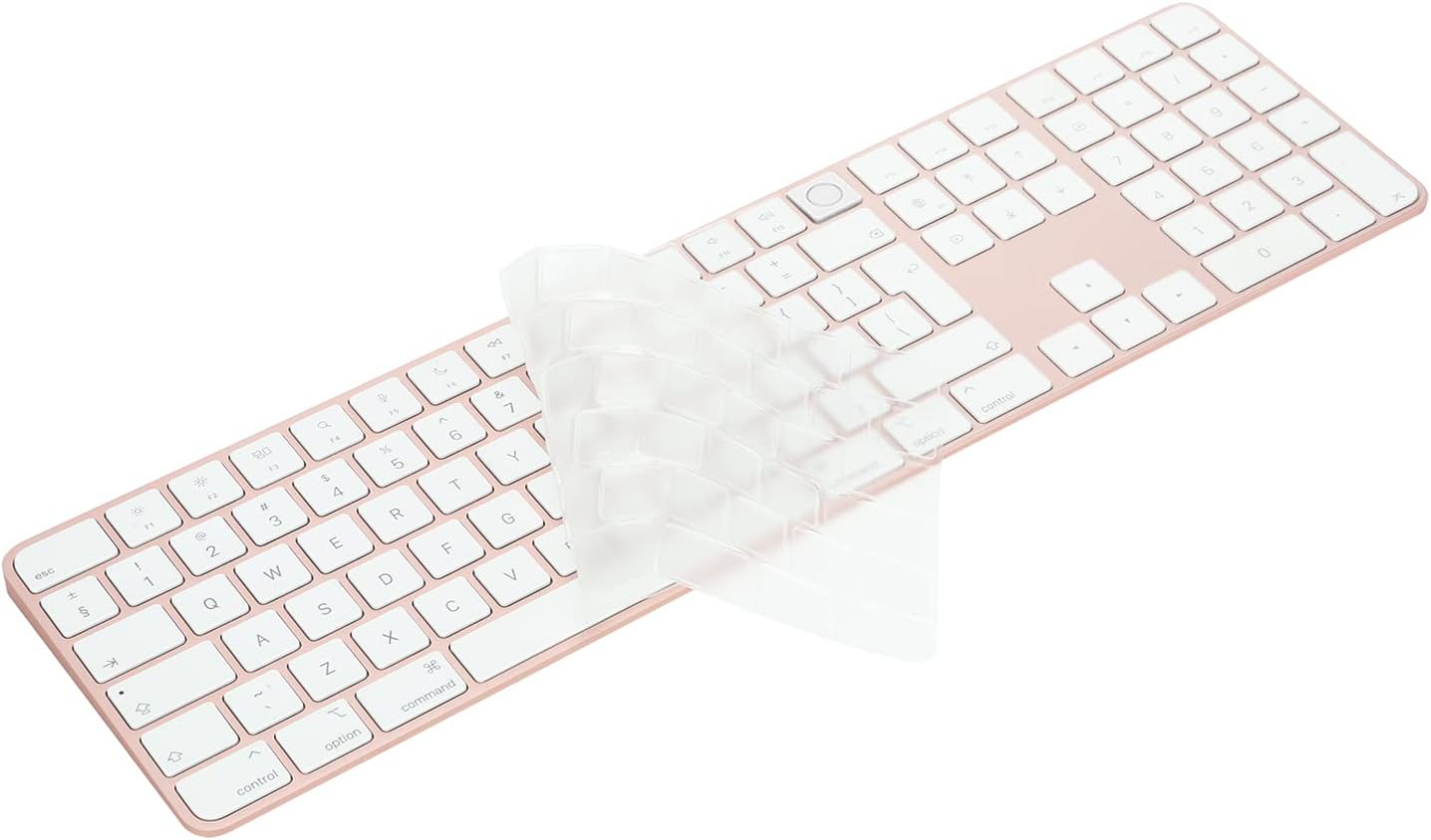[Not for 2024 Release A3119] Keyboard Cover for iMac Magic Keyboard (Europe Layout 7 Shape Enter Key)(Model A2520, Touch ID Version, with Numeric Key) Ultra Thin Clear Protector Skin