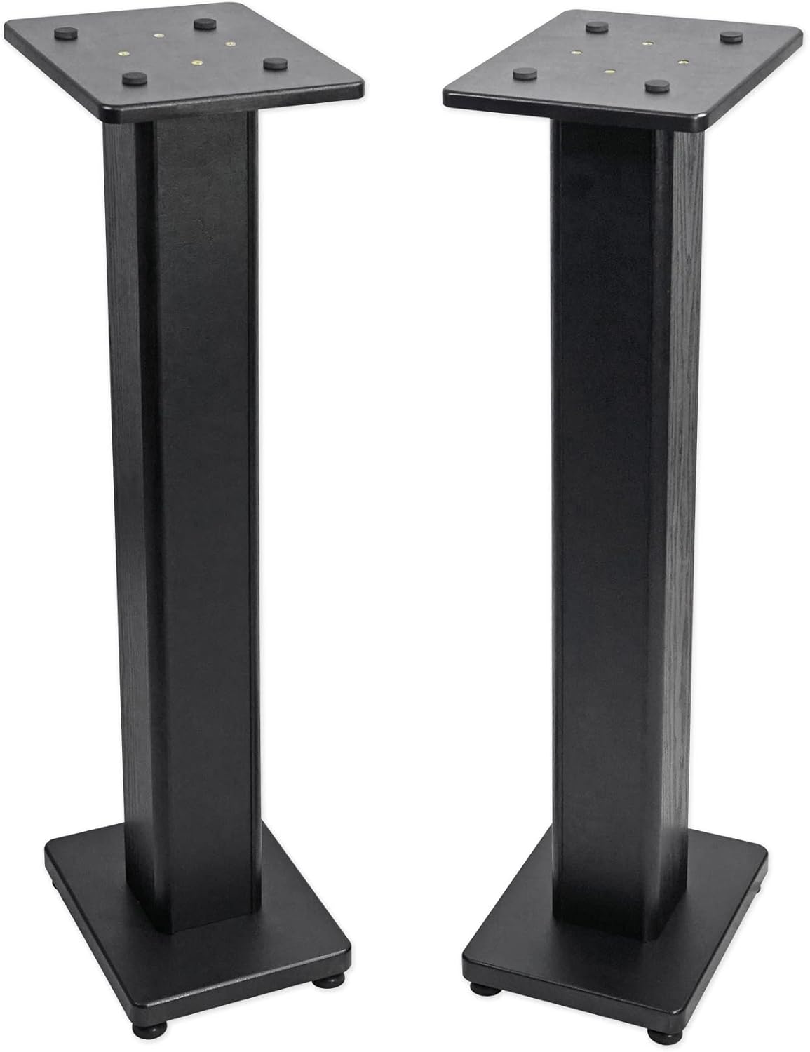 Rockville Pair RHT28 28 Inch Bookshelf Speaker Stands, 60 lbs Capacity, Surround Sound Home Theater, Premium Wood, Dual Top Plates, Sand-Fillable, for Audiophiles and Studio Monitors