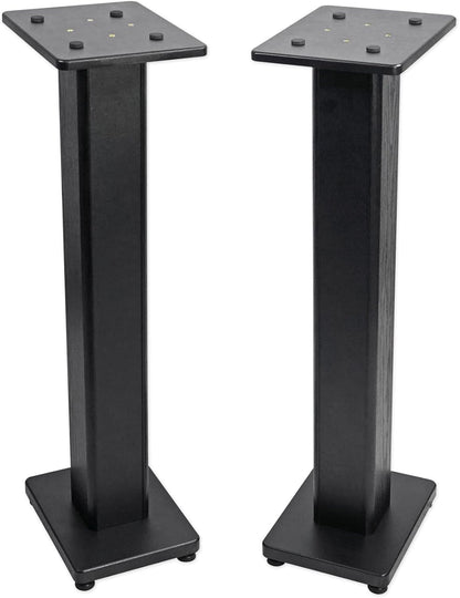 Rockville Pair RHT28 28 Inch Bookshelf Speaker Stands, 60 lbs Capacity, Surround Sound Home Theater, Premium Wood, Dual Top Plates, Sand-Fillable, for Audiophiles and Studio Monitors