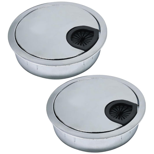 2 Pcs Desk Grommet 2" / 50 mm, Desk Cord Hole Cover, Cable Grommet Metal Zinc Alloy Materilal, Desk Hole Grommet for Home & Office Pc, Detachable Cable Cord Organizer-Bright Silver