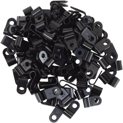 GTSE Black Nylon Plastic Cable Clamps, 3/16" Screw Mounts for Cable, Rope, Tube Management, 100 Pack