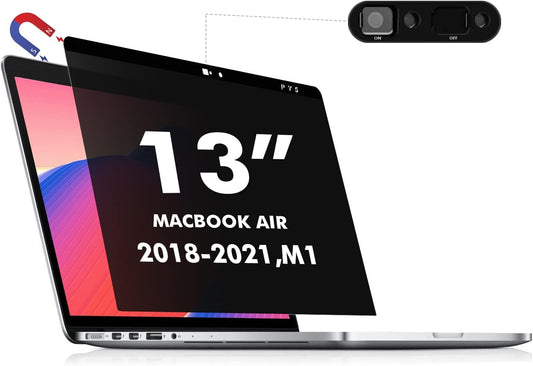 PYS macbook air 13 inch privacy screen Compatible with MacBook Air 13.3'(Released in 2018-2021: A1932,A2179,A2337)-Anti Glare，Webcam Cover Slider，Provide Privacy, Ultra Slim，Easy On