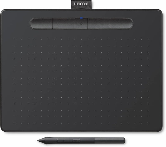 Wacom Intuos Medium Bluetooth Graphics Drawing Tablet, Portable for Teachers, Students and Creators, 4 Customizable ExpressKeys, Compatible with Chromebook Mac OS Android and Windows - Black
