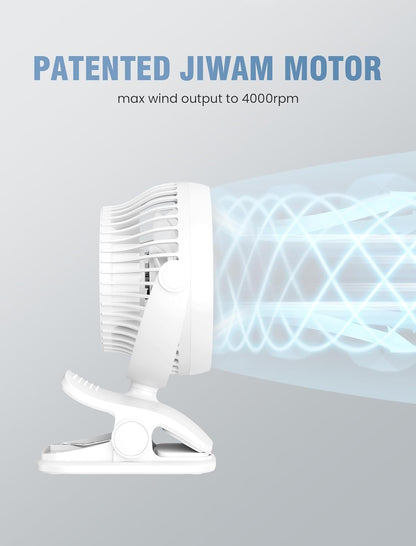 Shinebella AA Battery Powered Clip on Fan with 4-Speed, 5’’ Small Desk Fan with Aroma Function, USB Powered, 360°Rotation, Ultra Quiet, for Golf Cart, Stroller, Bedroom,Car(Batteries Not Included)