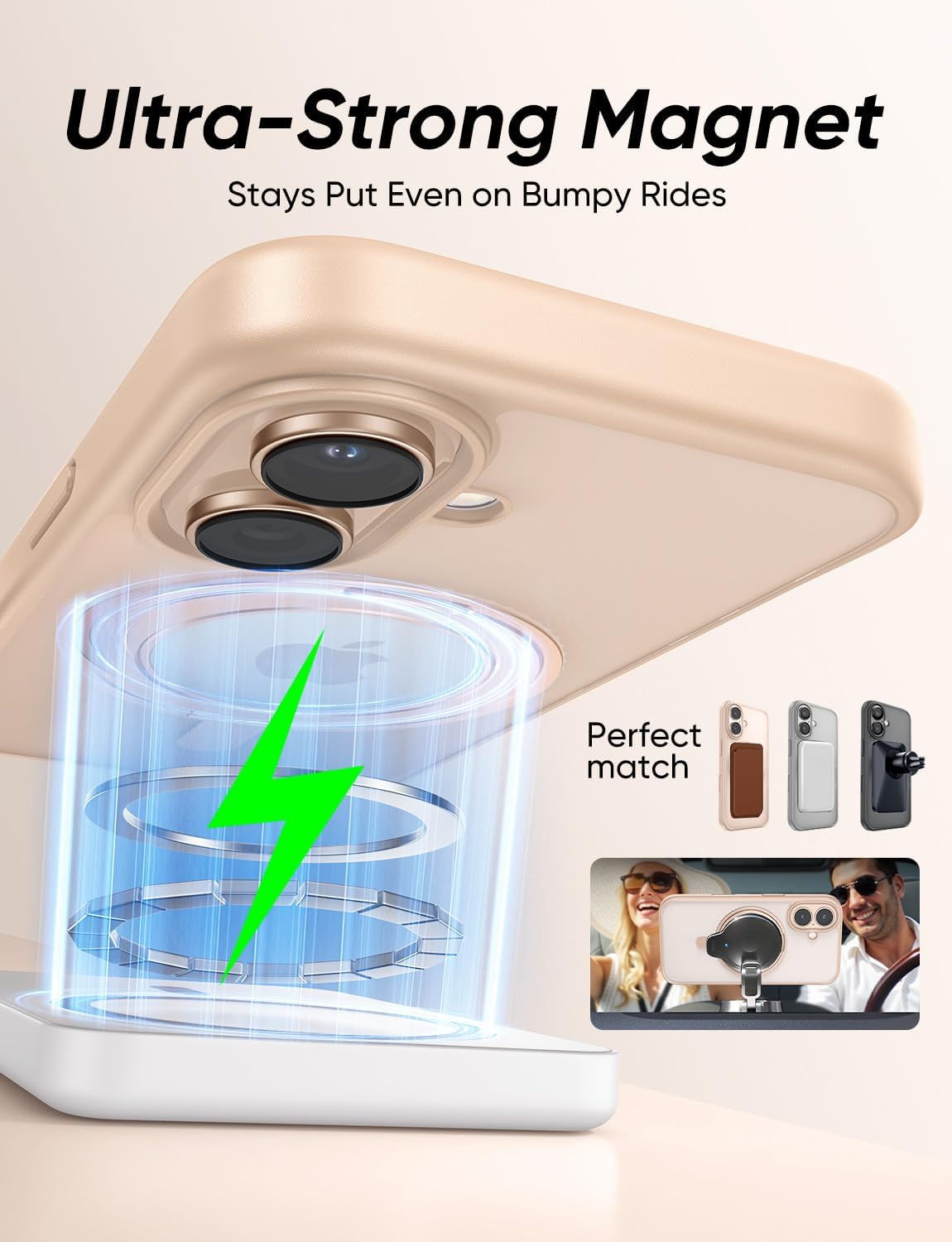 MAGIC JOHN 360° Rotatable Magnetic Invisible Stand for iPhone 16 Case [Camera Control Button] [Compatible with MagSafe] 16FT Shockof for iPhone 16 Case with Kickstand, Rose Gold