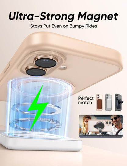 MAGIC JOHN 360° Rotatable Magnetic Invisible Stand for iPhone 16 Case [Camera Control Button] [Compatible with MagSafe] 16FT Shockof for iPhone 16 Case with Kickstand, Rose Gold