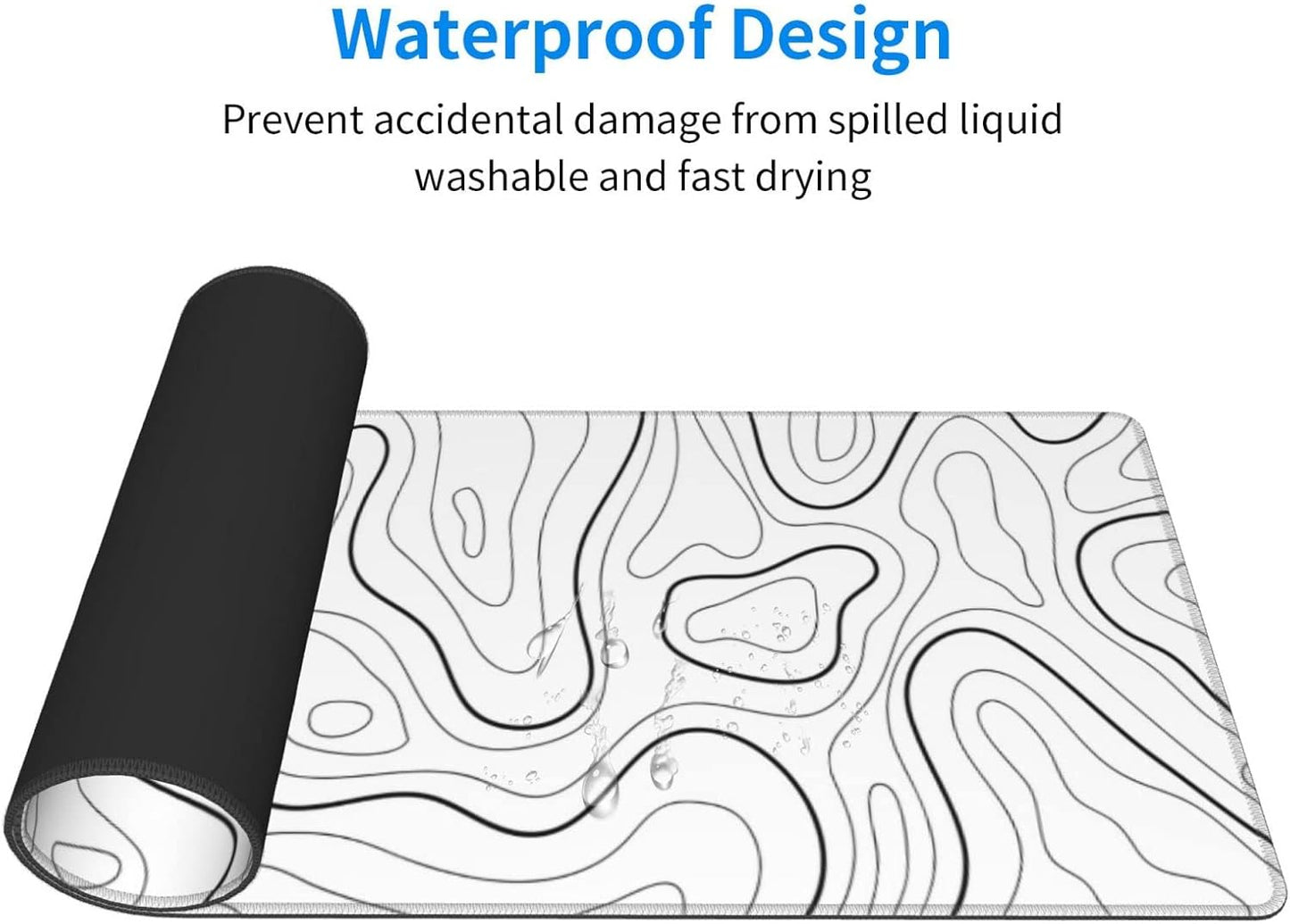 White Mouse Pad Large XL Gaming Mouse Pad for Desk Topographic Mouse Pad Desk Pad Gaming Mouse Pad White Desk Mat Extended Black and White White Topo Mousepad White Topographic Mouse Pad Full Size