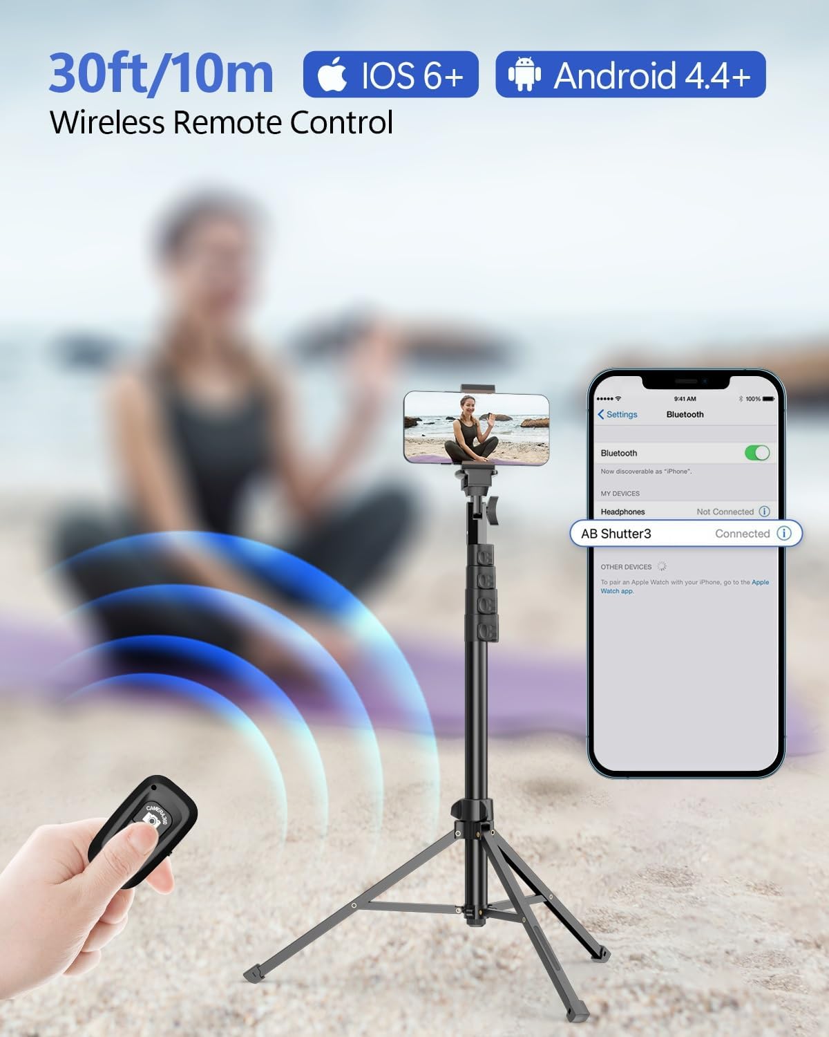 EMART 62’’ Cell Phone Tripod Stand, Adjustable Floor Cellphone Tri Pod Holder with Remote for iPhone and Android, Portable Compact Smartphone Selfie Stick for Video Recording Camera Ring Light Filming