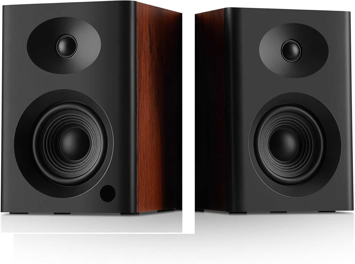 Bookshelf Speakers with Deep Bass, 80W Peak Output HiFi Gaming Computer Speakers, 4" Desktop Audio System for Home Entertainment, Turntable, Pair, Walnut