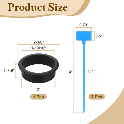 uxcell Desk Grommet, 2" (50mm) Zinc Alloy Cable Hole Cover Wire Cord Organizer with Marked Cable Ties for Home Office Desktop Wire, Black