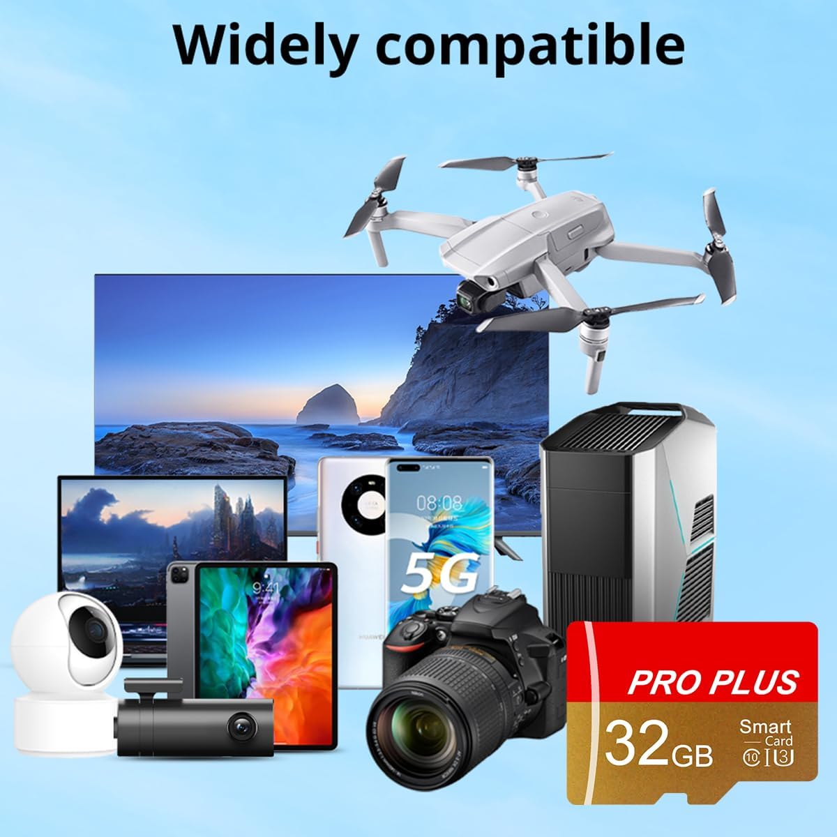 2 Pack TF Card 32GB with Adapter, High Speed Memory Card, UHS-I C10 A1 Memory TF Card for Tablet/Mobile Phone/Camera/Car Audio/Game Console (TF162 Red Gold 32GB)