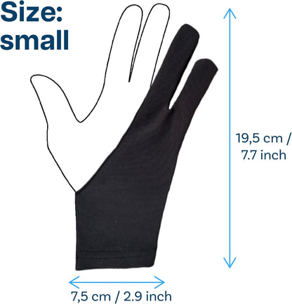 MMOBIEL Drawing Glove for Digital Tablet and Sketching Model A 2-Finger Palm Rejection Artist Glove – Small Size – Right and Left Hand Use