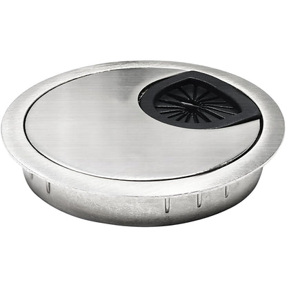 1 Pcs Desk Grommet 2-3/8" / 60 mm, Desk Cord Hole Cover, Cable Grommet Metal Zinc Alloy Materilal, Desk Hole Grommet for Home & Office Pc, Detachable Cable Cord Organizer-Brushed Silver