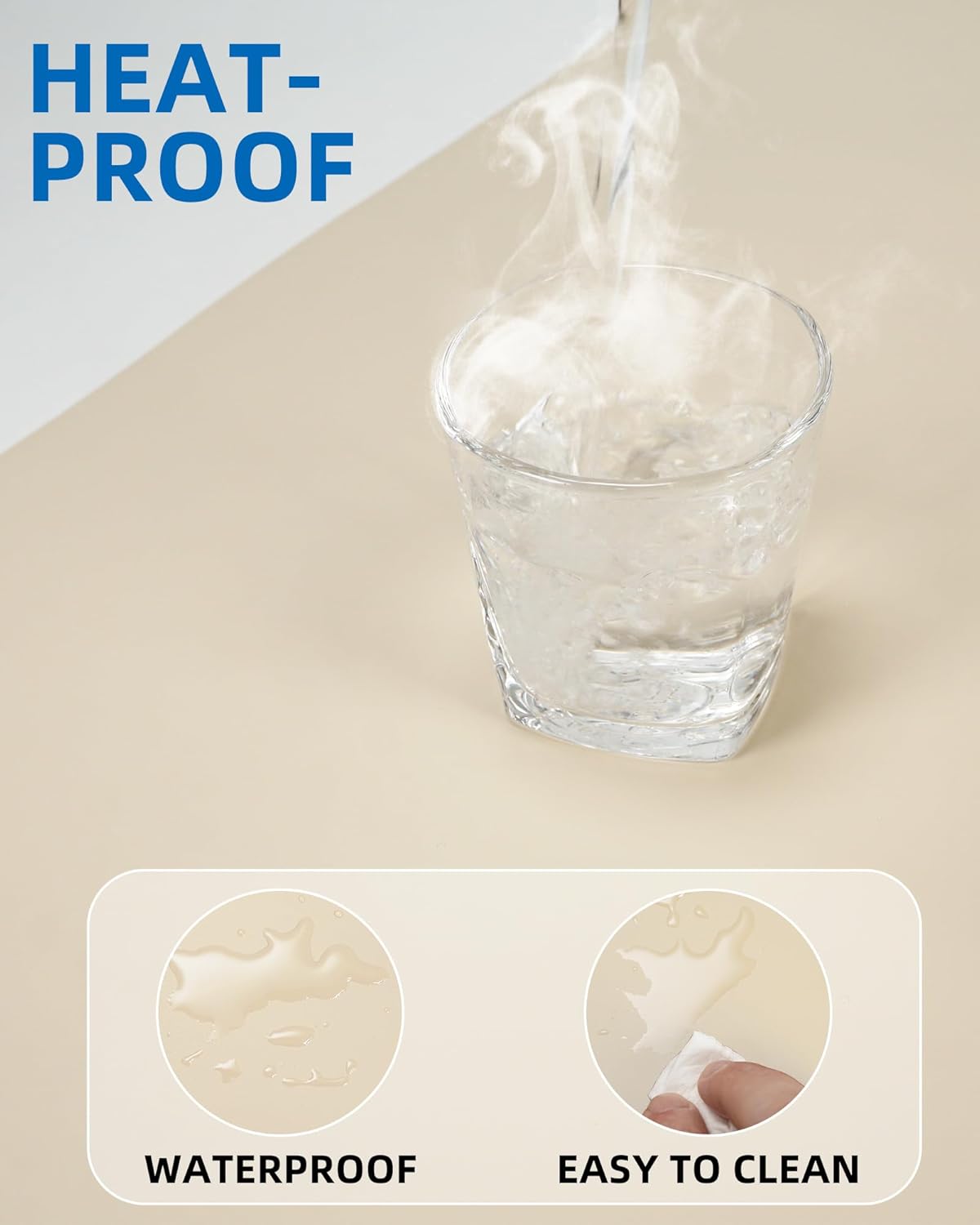 AFIING Leather Desk Pad Protector, Mouse Pad, Office Desk Mat, Non-Slip PU Leather Desk Blotter, Large Desk Mat, Waterproof Keyboard Mat for Office/Home/Decor (Beige, 48" x 17")