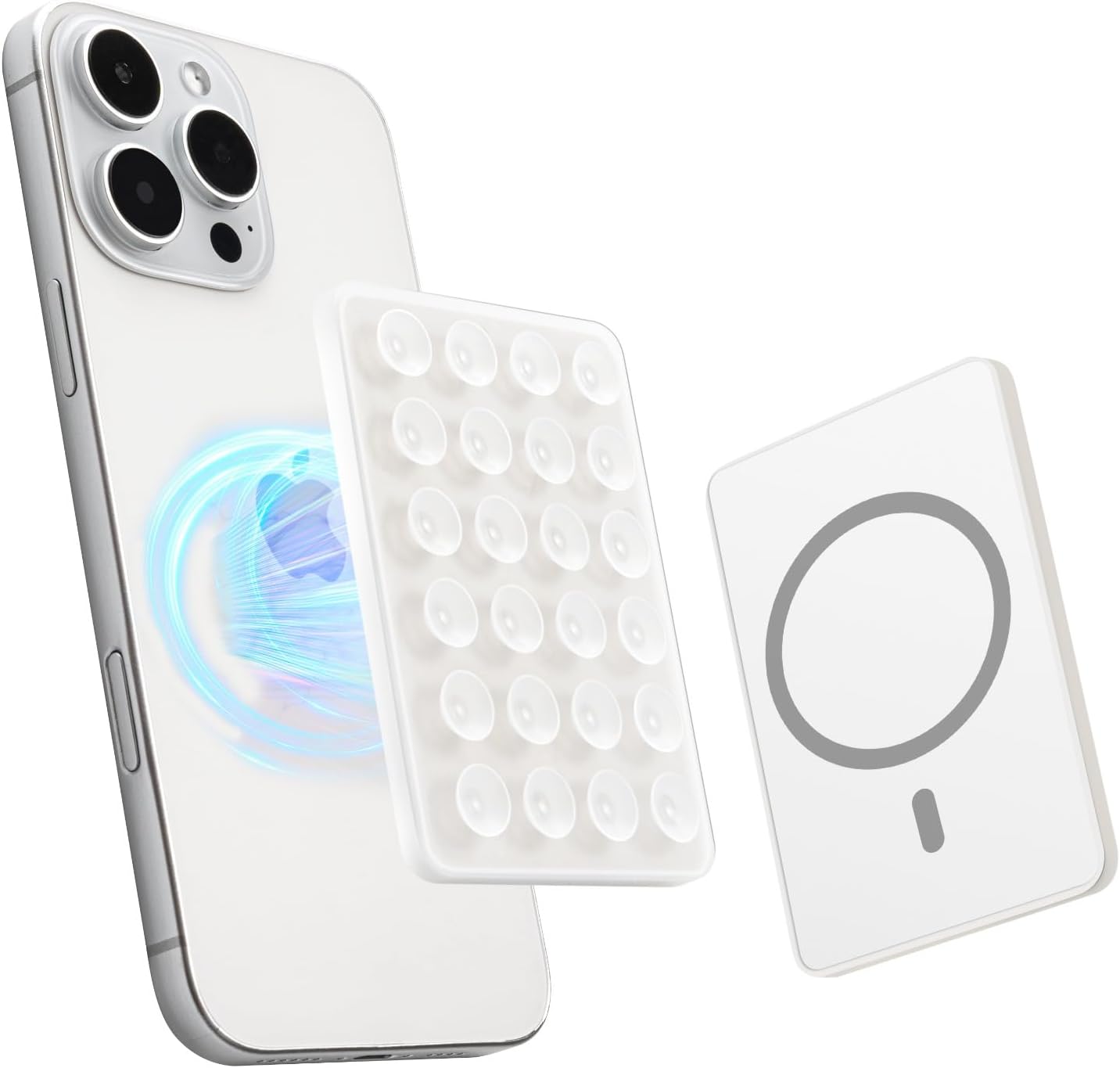 Sucky Upgraded Magnetic Suction Cell Phone Grip for MagSafe Case, Silicone Octo Cup Buddy Holder, Durable Magnet Phone Accessory for iPhone and Android (Clear)