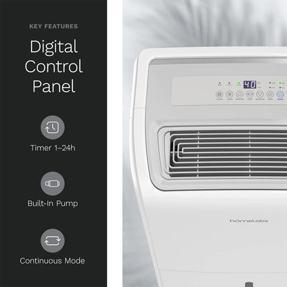 hOmeLabs 40 Pint Dehumidifier with Pump for up to 6,000 Sq Ft Rooms (MAX 104 Pint at 95°F, 90% RH) – Powerful Moisture Removal for Medium to Large Rooms and Basements