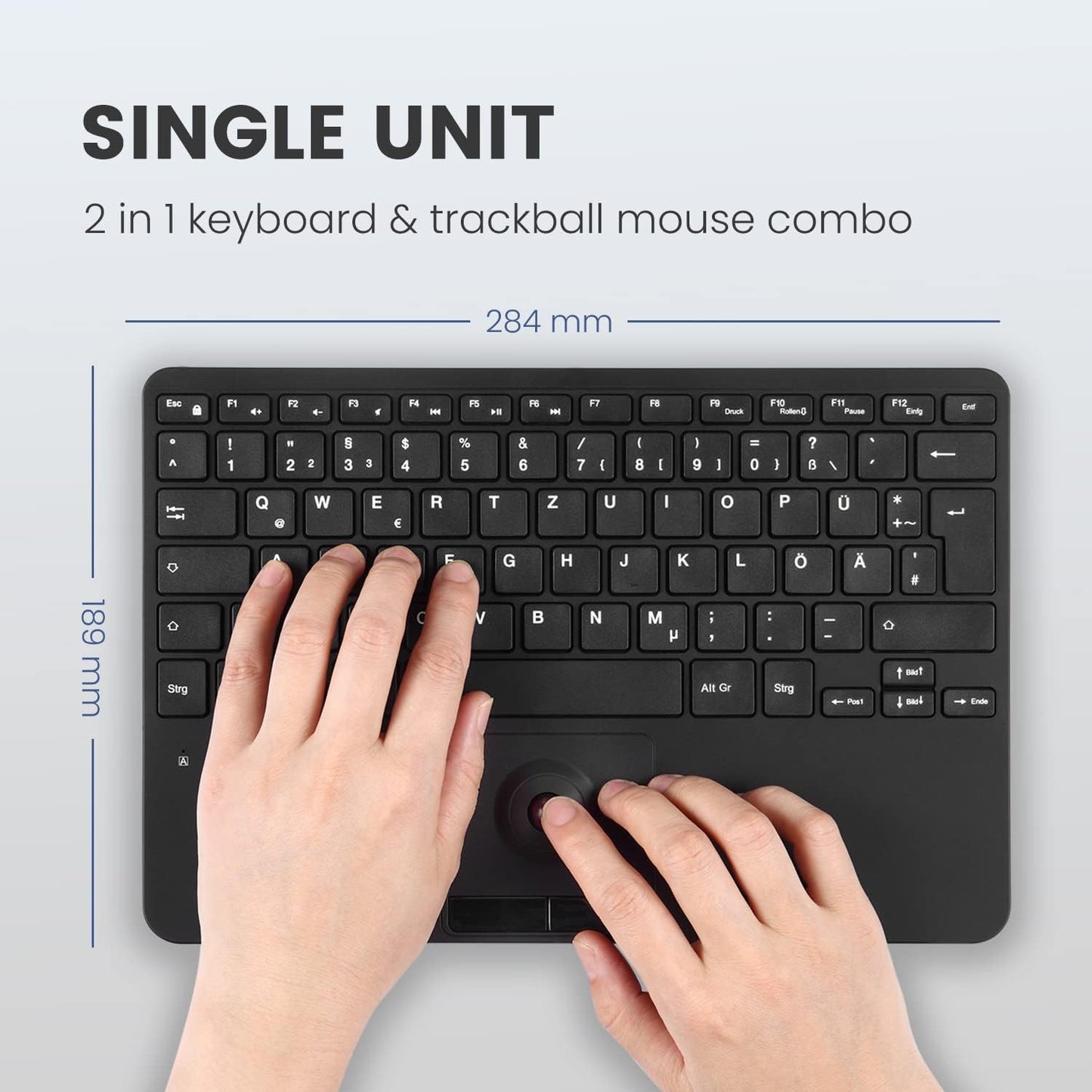 Perixx PERIBOARD-526 US, Wired Mini USB Keyboard with Trackball - X Type Scissor Keys - 11.18x7.17x1.1 Inches - Build-in 2 USB Hubs - US English