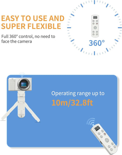 for Sony Camera Wireless Remote Control - Aodelan Rechargeable Shutter Release with OLED Screen for ZV-E10, FX3, a6100, a6400, a6600, a7 III, a7R III, DSC-RX100 VII, ZV-1; Replace Sony RMT-P1BT(White)