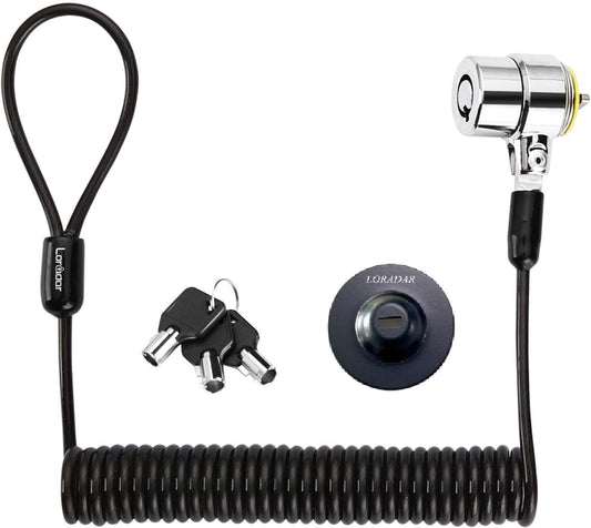 8Feet 3keys Security Retractable Cable Lock Portable Keyed Laptop Lock for Monitors, Laptops, MacBooks, Tablets, iPad,Mac mini, (Keyed Different+Black Anchor Plate) (1 Pack)