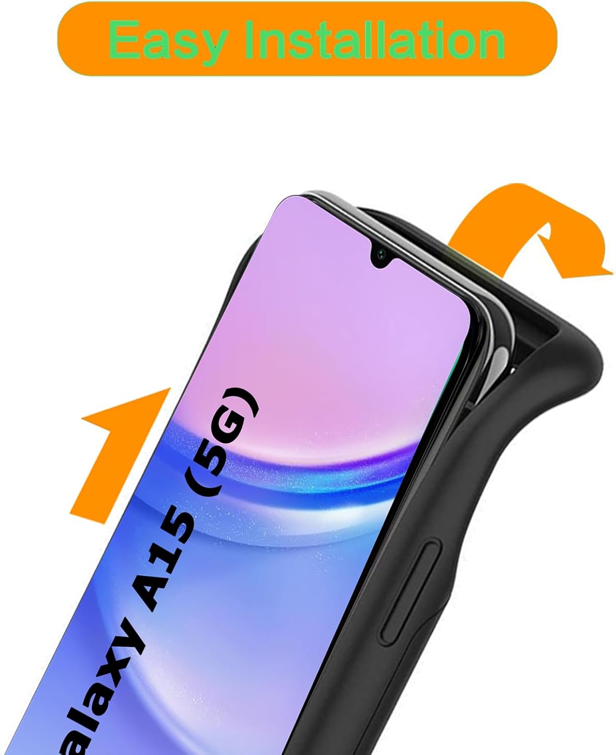 Battery Case for Galaxy A15, Enhanced 10000mAh Portable Protective Wireless Charging Case Support Carplay Compatible with Galaxy A15 (6.5 inch) Rechargeable Extended Battery Charger Cover - Black