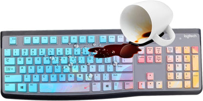 Silicone Keyboard Cover for Logitech K120 & MK120 Ergonomic Desktop USB Wired Keyboard, Logitech K120 & MK120 Keyboard Protective Skin US Layout (NOT Fit Other Model)-Colorful