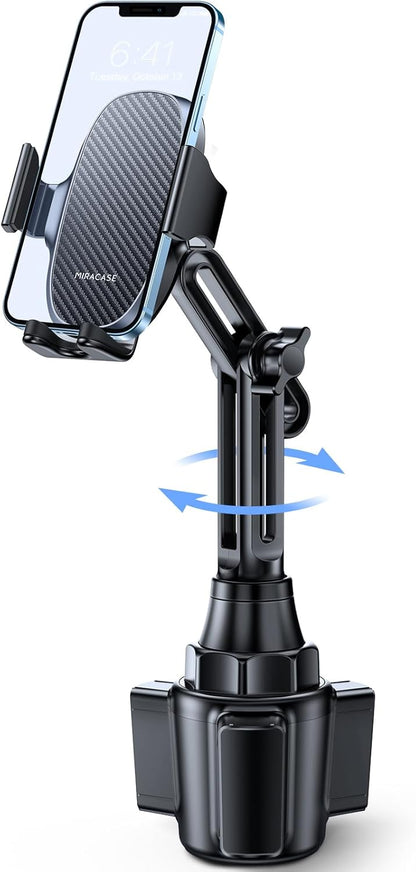 Miracase [2025 Latest Upgraded] Universal Cup Phone Holder for Car, [Rotatable & Adjustable] Long Neck Car Cup Holder Phone Mount Compatible with iPhone, Samsung, Google & More Smartphones
