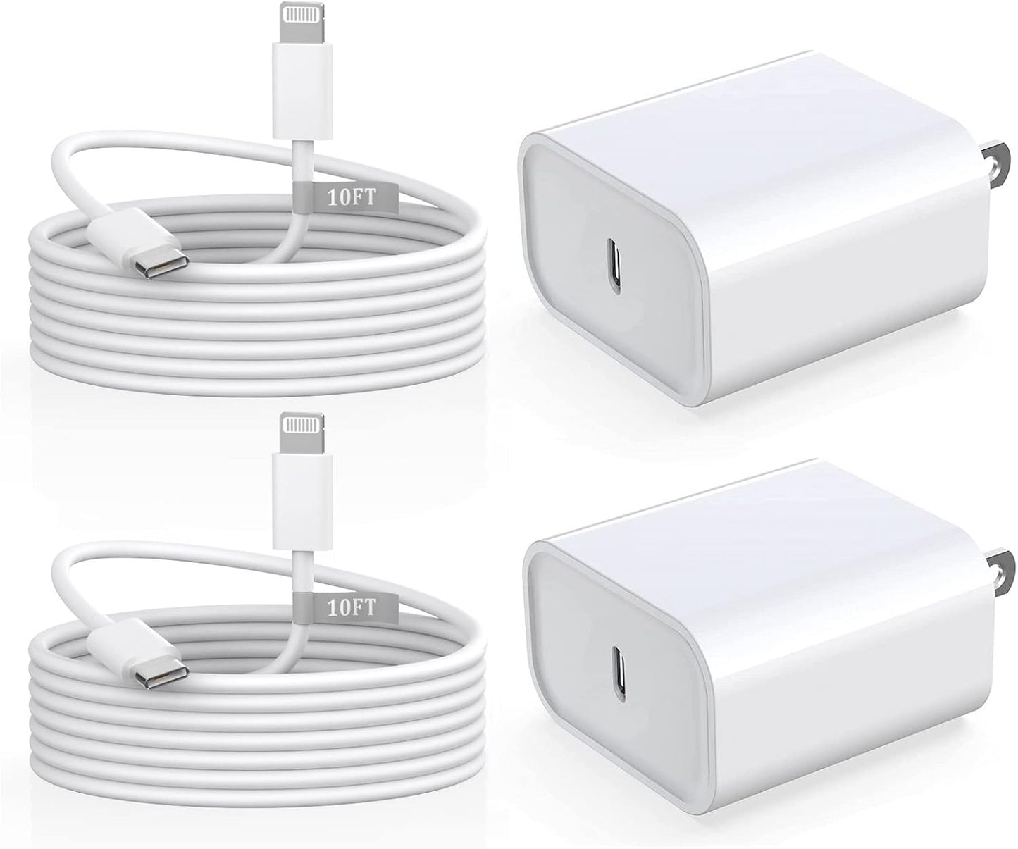 Matsusho iPhone Charger Fast Charging 10 FT, 2 Pack 20W USB C Wall Charger Block with 10FT Long Type C to Lightning Fast Charging Data Sync Cable Compatible for iPhone 14 13 12 11 Pro Max XS XR X iPad