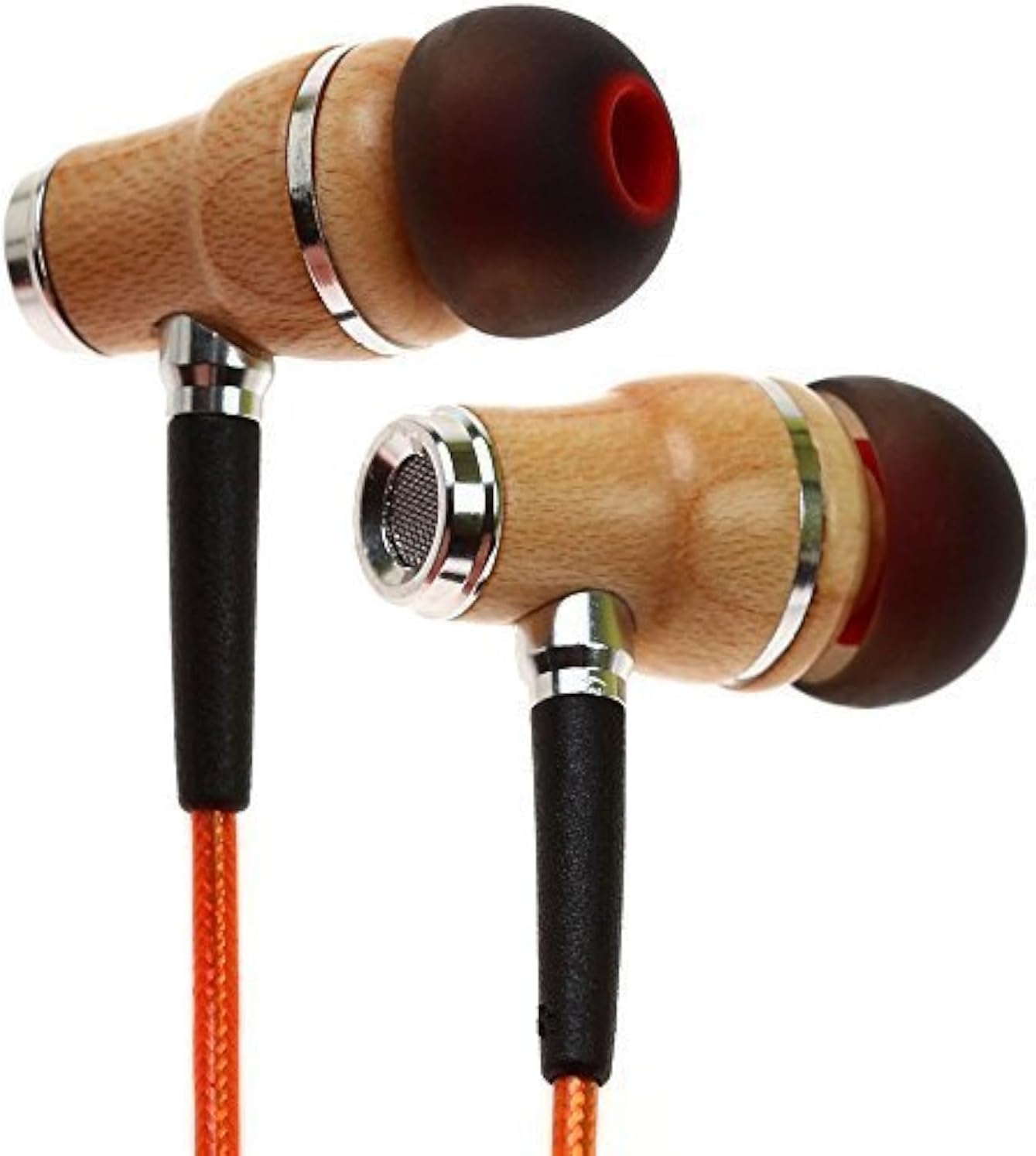 Symphonized Premium Wooden Earphones Wired (3.5mm Jack) Deep Bass Sound, 3D Sound, Microphone Volume Control, 90% Noise Cancelling for Type C Devices. Earphones for Android
