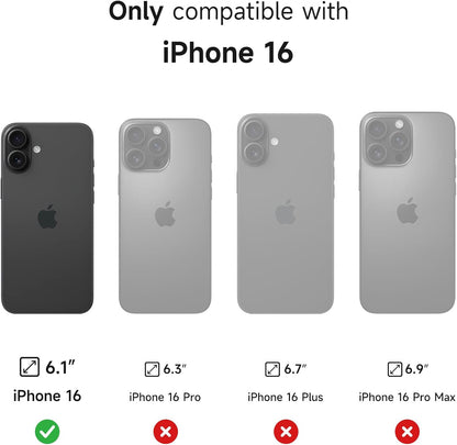 SURITCH for iPhone 16 Case with Magnetic Camera Slide Cover and Adjustable Kickstand, Compatible with MagSafe, Shockproof Bumper Case Slim Protective Cover 6.1 Inch, Black