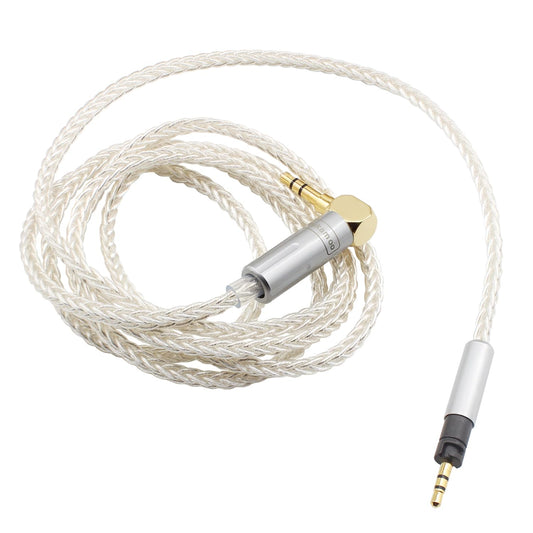 Youkamoo 3.5mm Right Angle 8 Core Silver Plated Copper Braided Replacement Upgrade Cable Compatible for Sennheiser Momentum 2.0 Momentum 3 HD1 Over-Ear On-Ear Headphones, 4ft 1.2m