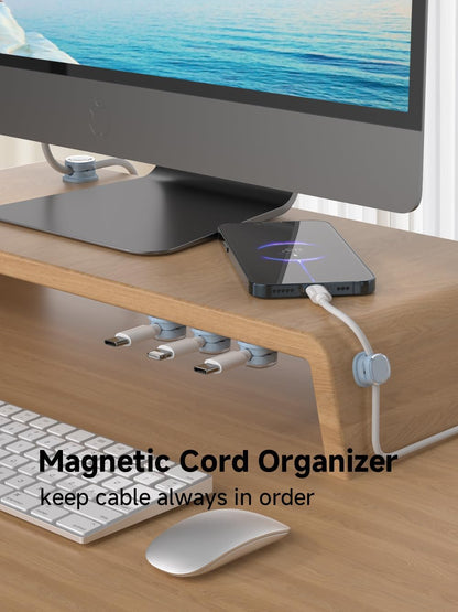 Magnetic Cable Clips, Adjustable Cord Holder Management, Adhesive Wire Keeper Organizer for Home Office Desk Phone PC Car Wall Desktop Nightstand Appliance (9-PCS Blue)