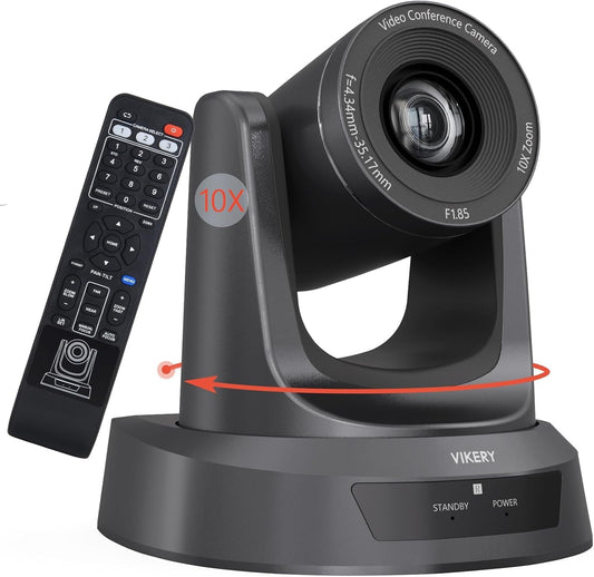 10X PTZ Conference Webcam with 3G-SDI/HDMI/USB Output, 1080P PTZ Live Streaming Camera for Church, Education, Conference Room Camera Attached Remote Control Work with Zoom, Skype, OBS