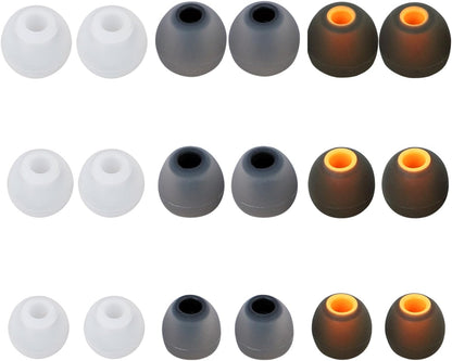Earbud Replacement Tips Silicone Earbud Tips Earbud Covers Fit for in-Ear Headphones (Inner Hole 3.8mm -5.1mm) Ear Tips Earbud Rubber Tips 9 Pairs S/M/L