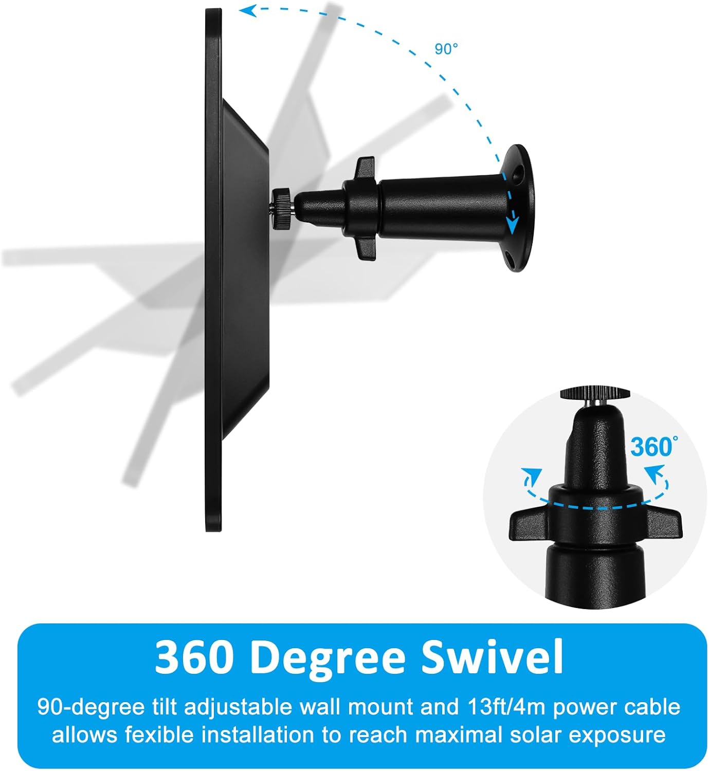 6W Solar Panel Charger for Blink Outdoor/Outdoor(3rd Gen)/XT XT2 Camera Solar Panel with 13.1ft Waterproof Charging Cable, Waterproof Rubber Plug, 360°Adjustable (for Blink 3-4PC)