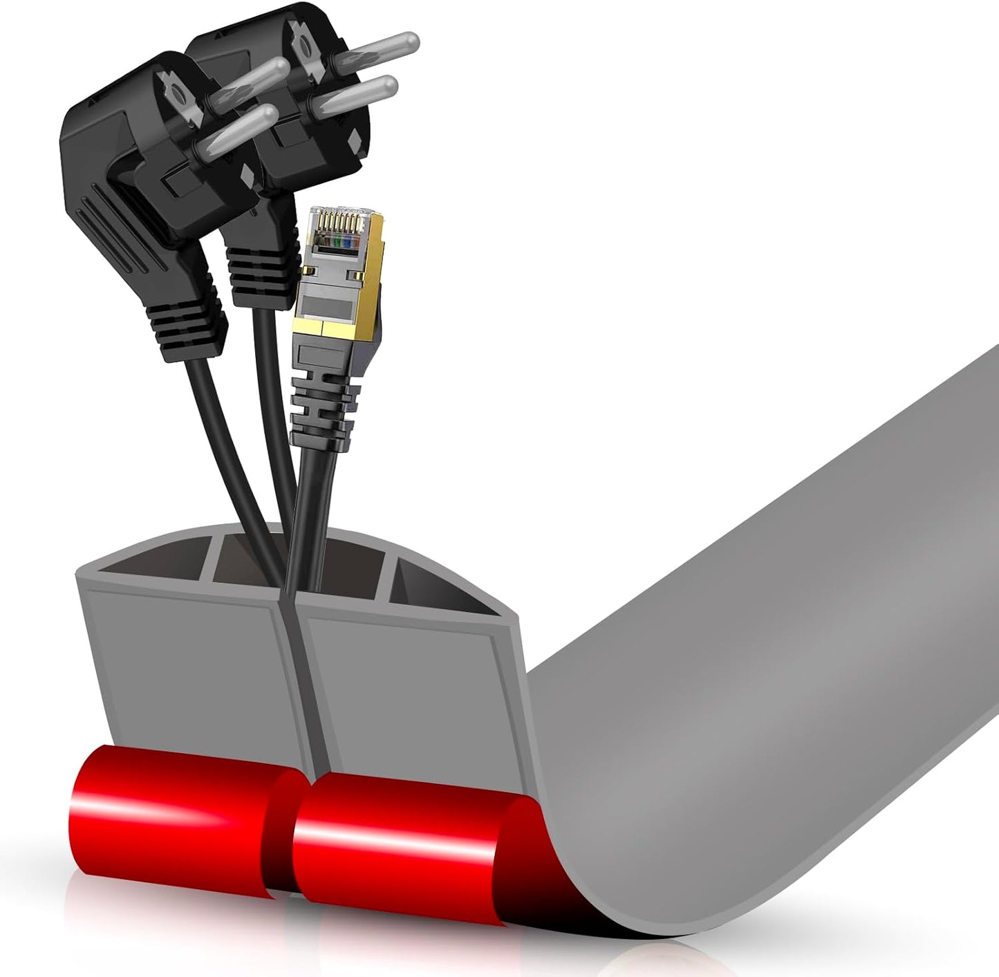 Floor Cord Cover Cavity 0.8"x0.37" Self Adhesive Cord Hider, 3.3FT Low Profile Cable Management, Extension Strip Protector for Wires, Prevent Cable Trips for Offices, Gyms, Exhibitions (Gray)