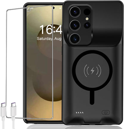Battery Case for Galaxy S25 Ultra, [12000mAh] Slim Portable Protective Fast Charging Case Backup Power Bank Battery Case Compatible with Galaxy S25 Ultra-6.9 inch-Black