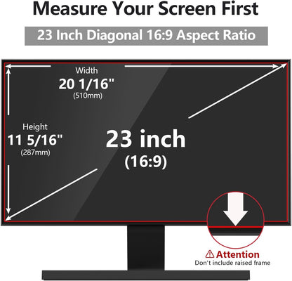 Computer Privacy Screen Protector 23 Inch with Hp Dell Acer Asus Samsung LG and More, Removable Security Shield Filter for 16:9 Aspect Ratio Monitor Like ViewSonic Sceptre AOC Koorui BenQ (23" Diagonal 16:9 1 Pack)