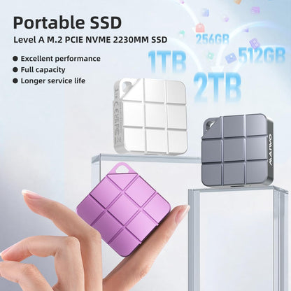 MAIWO 1TB Portable External Solid State Drive Build-in M.2 2230 PCIe NVMe SSD, USB C 3.2 Up to 1050MB/s, Mini Cute PSSD for iPhone 15 16 Pro Max MacBook Pro Air, Aluminum (Pinkish Purple)