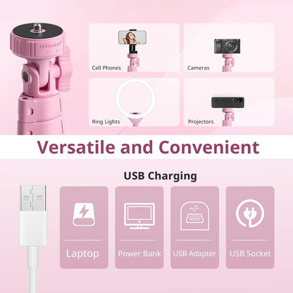 UBeesize 12'' Selfie Ring Light with 62’’ Tripod Stand for Video Recording, Live Streaming(YouTube, Instagram, TIK Tok), Compatible with Phones, Cameras and Webcams Pink