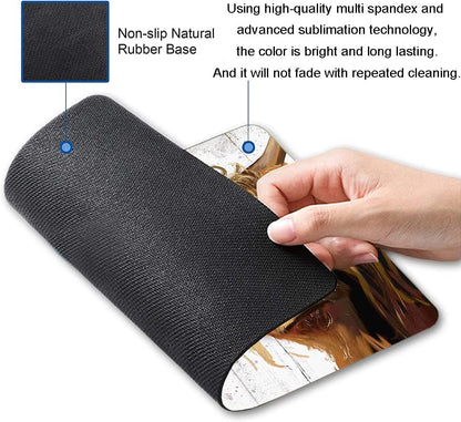 Floral Mouse Pad, Cute Flowers Mouse Pad, Square Mouse Mat Waterproof Mousepad Non-Slip Rubber Base Mouse Pads for Office Laptop Women, Cow