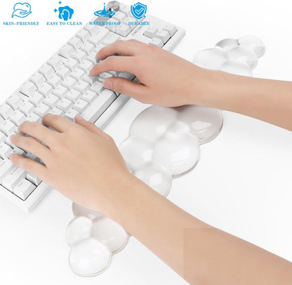 Gel Cloud Keyboard Wrist Rest, Cute Wrist Support and Arm Support Keyboard Rest for Keyboard Typing Pain Relief，Suitable for Office/Computer/Laptop/Gaming（Keyboard Wrist Rest White ）
