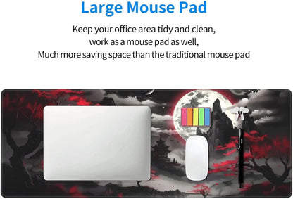 Extended Gaming Mouse Pad, Large Desk Mat XL Anime Mouse Pad Waterproof with Stitched Edges, Non-Slip Desktop Pad for Home and Office, Level Up Your 31.5x11.8 Inch (Night canyon2)